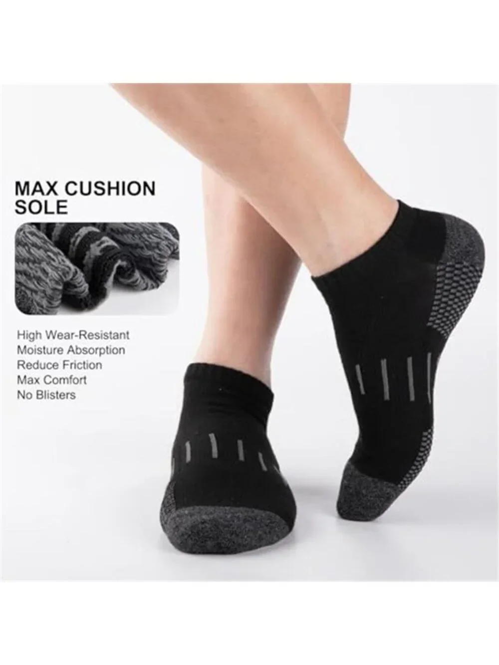 Mens Ankle Socks Athletic Cushioned Running Moisture Wicking Sports Low Cut